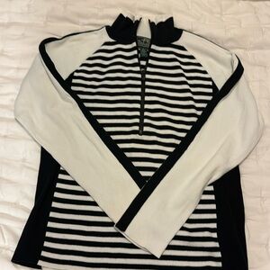 Ralph Lauren - Lauren Active half zip front, black and white stripe, sz L
